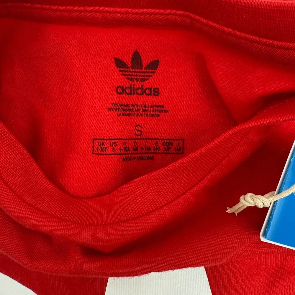 Adidas Originals Kids Trefoil Tee T-Shirt Red White Logo NWT Small‎ Youth 9/10